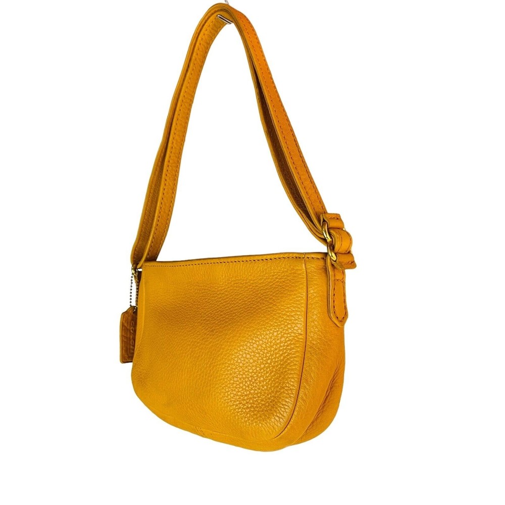 Vintage COACH Marigold Yellow Leather Shoulder Purse Handbag Hobo Adjustable - Picture 5 of 12